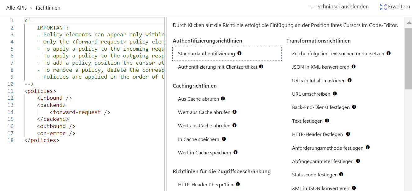 Screenshot of the All APIs scope editor in the portal.