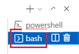 Screenshot: Visual Studio Code-Terminalfenster mit „bash“ als ausgewähltem Terminal