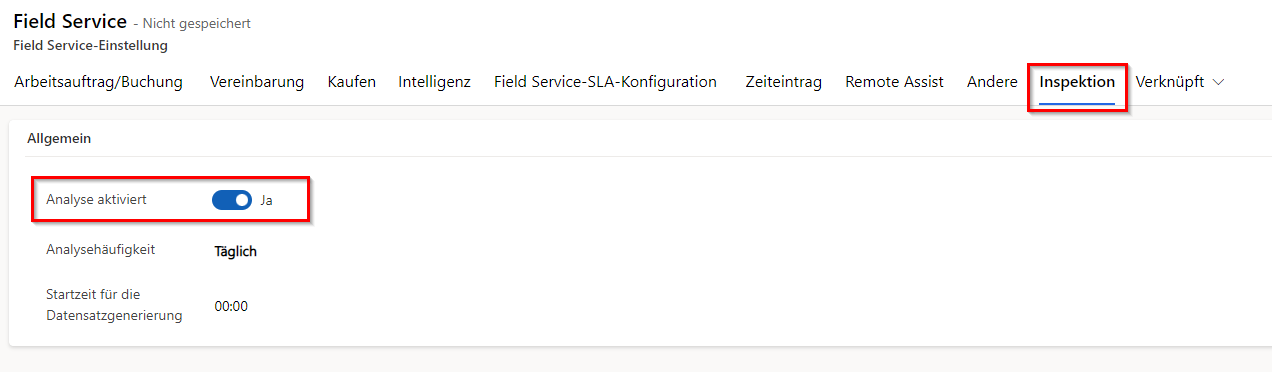 Screenshot, der anzeigt, wo Sie Analytics aktivieren können