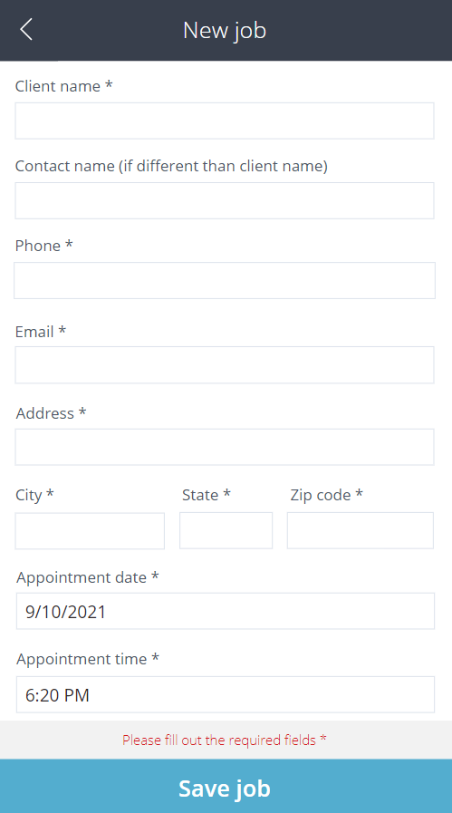 Screenshot des Formulars „Kostenschätzung“