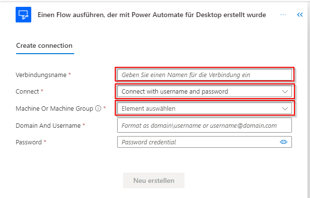 Screenshot der Aktion „Einen Desktop-Flow ausführen“