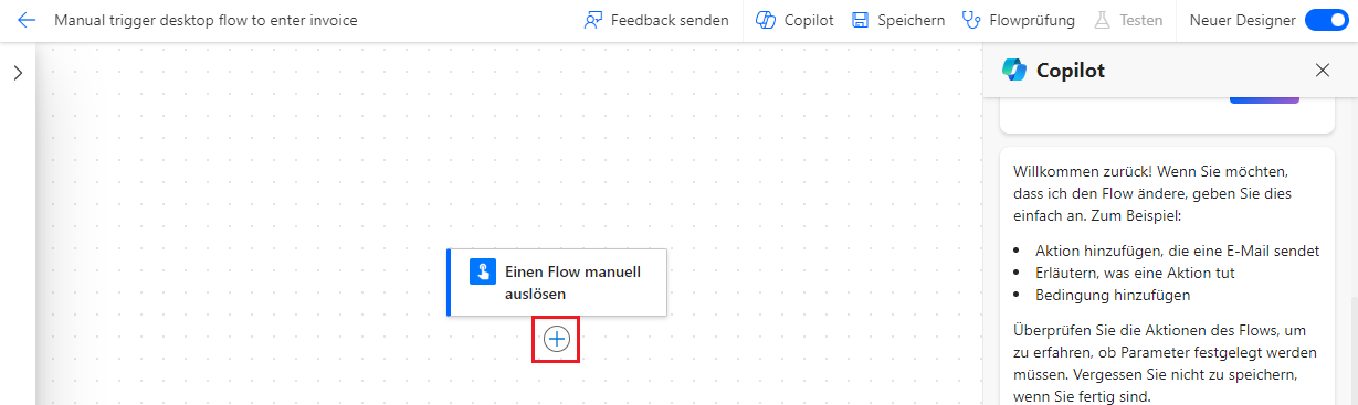 Screenshot der Schaltfläche „Einen neuen Schritt hinzufügen“