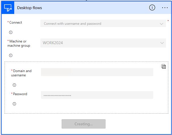 Screenshot mit Details zum Desktop-Flow