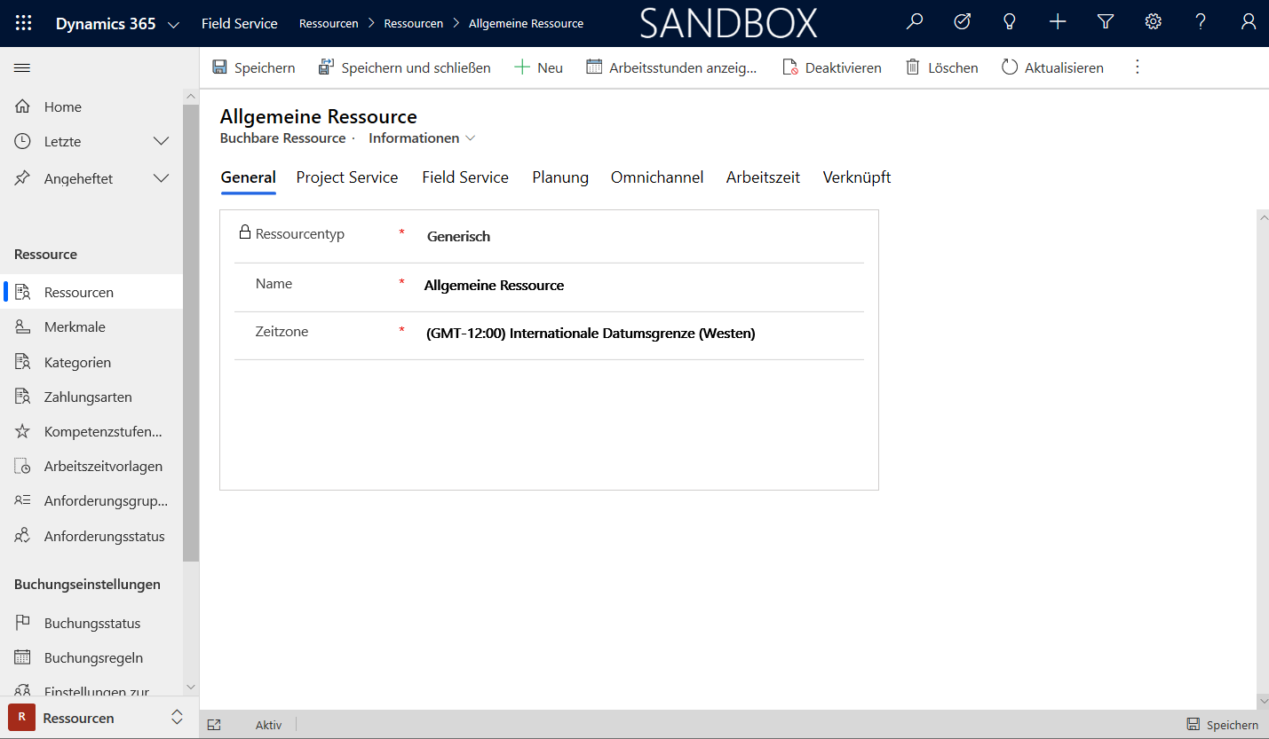 Screenshot des Festlegens eines „Ressourcentyps“ auf „Benutzer“