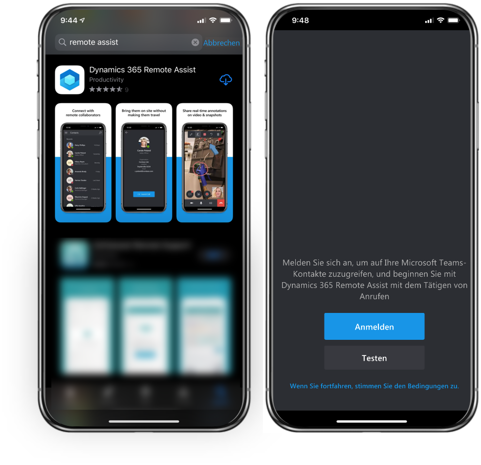 Bei Remote Assist als derselbe Benutzer wie bei Field Service Mobile anmelden