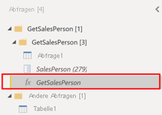 Funktion im Abfragebereich