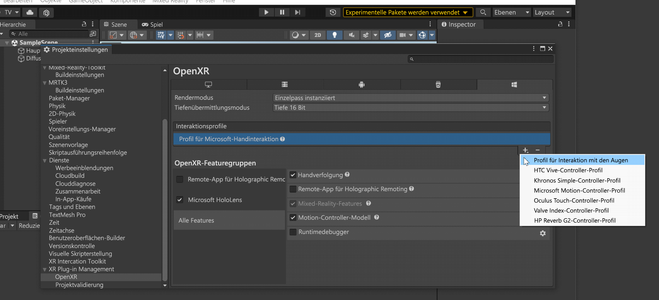 Screenshot of Add Interaction Profiles.