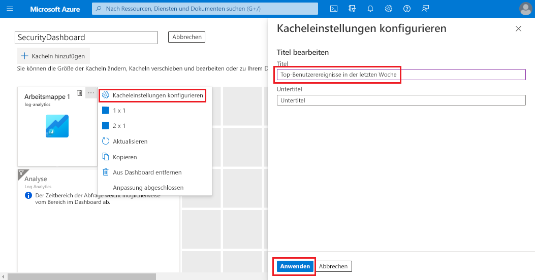 Screenshot of editing a report on the dashboard.