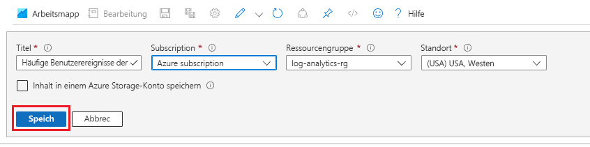 Screenshot that shows details and the Save button for a Log Analytics query.