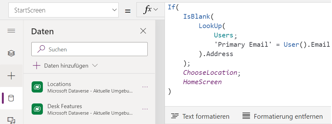 Screenshot der StartScreen-Eigenschaft der App