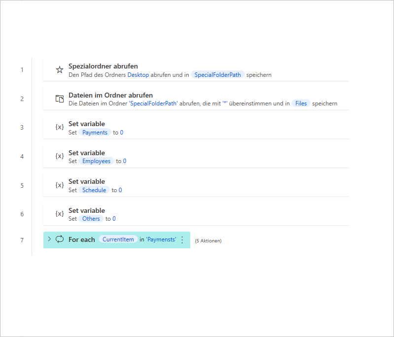 Screenshot mit der hinzugefügten „Switch“-Aktion