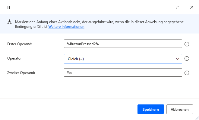 Screenshot der „If“-Aktion