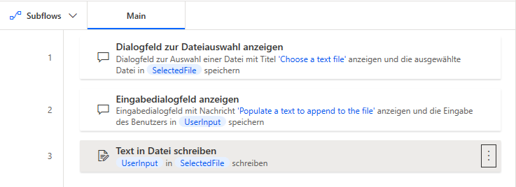 Screenshot des Arbeitsbereichs der Eingabefunktion