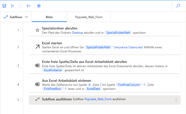 Screenshot des Arbeitsbereichs der Ausgabefunktion