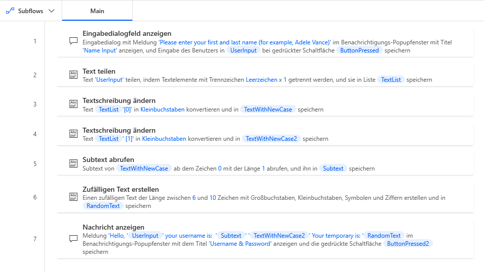 Screenshot des abgeschlossenen Flows