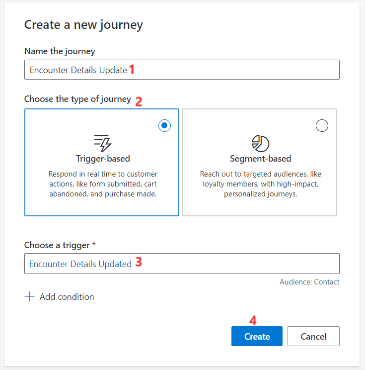 Screenshot of the new journey details page.