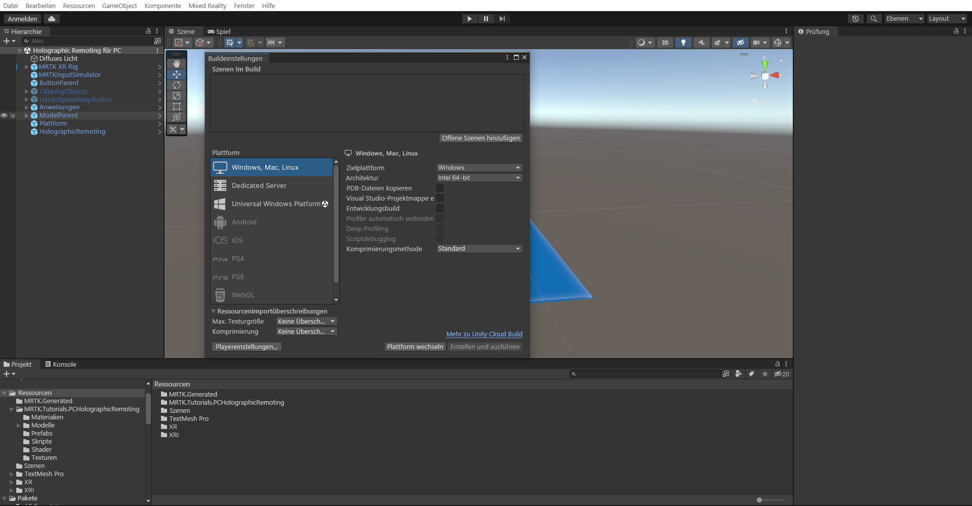 Screenshot of Switching Build Platform.