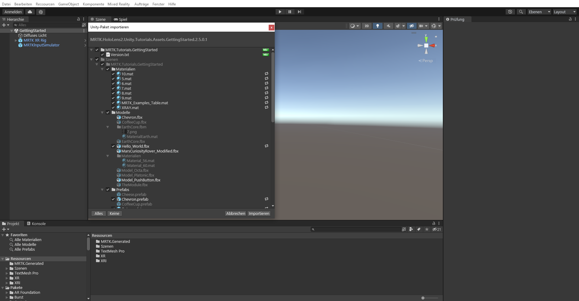 Screenshot: Auswählen aller Ressourcen