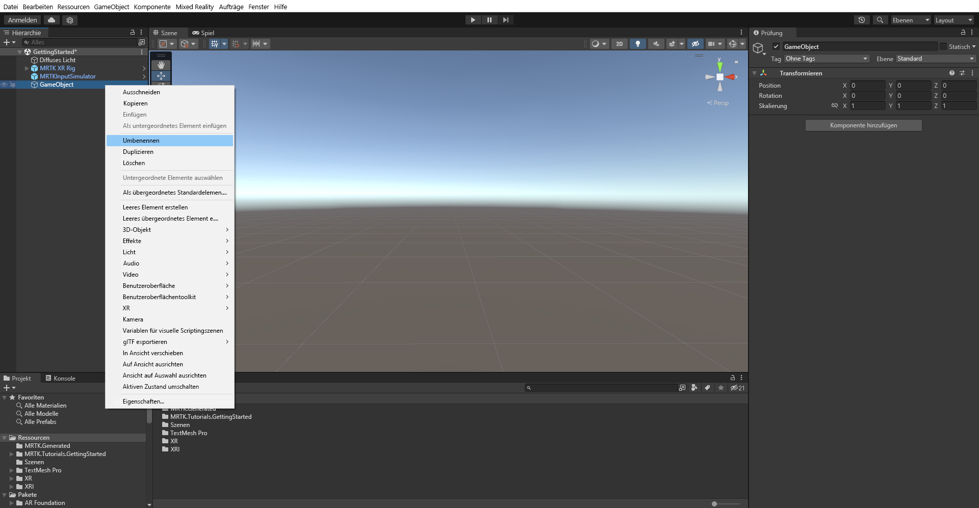 Screenshot: Umbenennen des Objekts