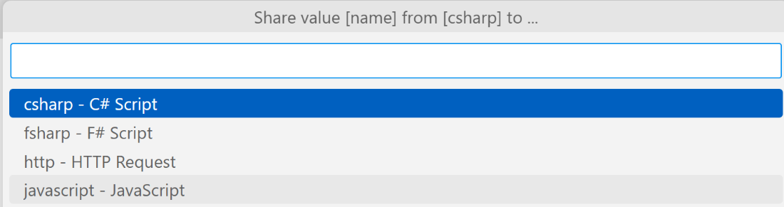 Screenshot der verschiedenen Kernel im Polyglot Notebook.