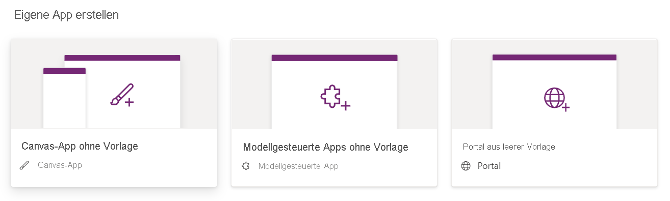 Screenshot der Auswahl einer Canvas-App aus einer leeren Vorlage.