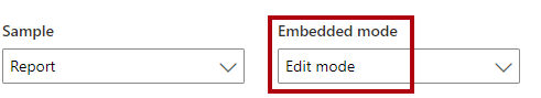 Screenshot: Dropdownliste „Eingebetteter Modus“ ist auf „Bearbeitungsmodus“ festgelegt