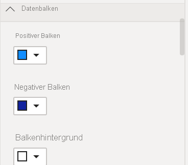 Screenshot: „Balkenhintergrund“ des „Datenbalkens“ mit Festlegung von „Farbe“ auf „Weiß“.