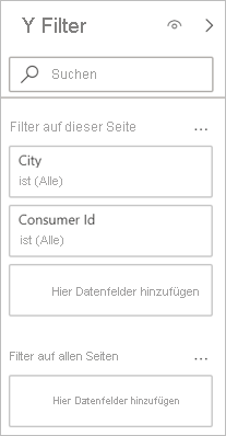 Der Screenshot zeigt die Filterbereiche, die Ihnen viel Kontrolle über das Design und die Funktionalität der Berichtsfilter geben.
