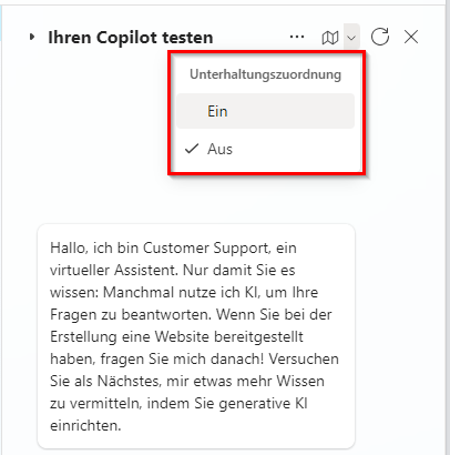 Ein Screenshot einer Unterhaltungszuordnung. Beschreibung automatisch generiert.