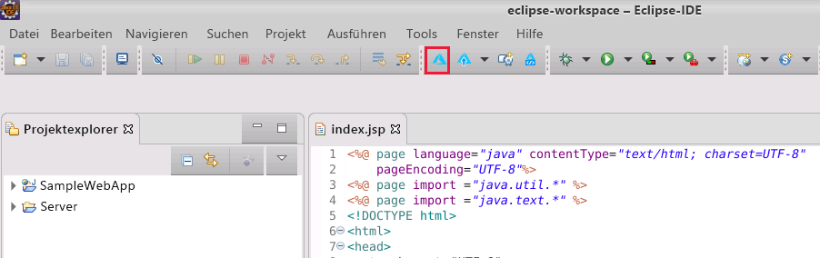 Screenshot of the Azure Toolkit for Eclipse toolbar. The Show Azure Explorer button is highlighted.