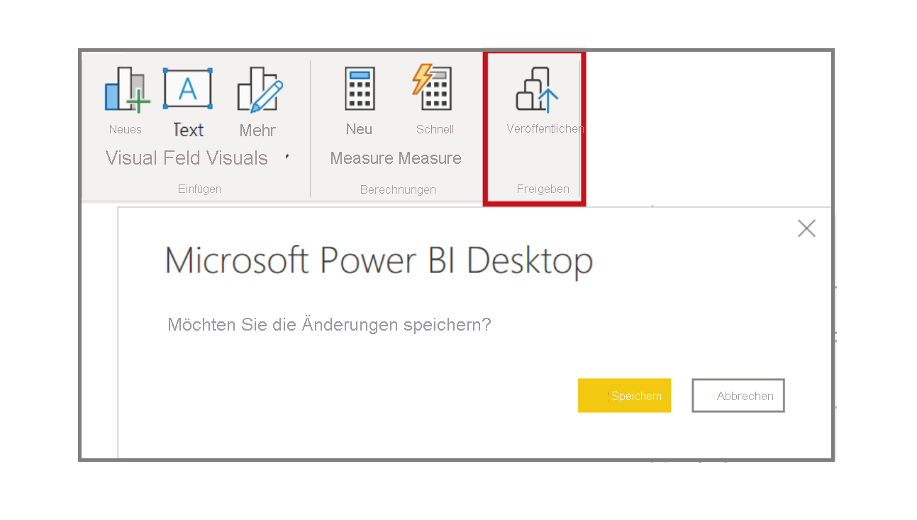 Screenshot der Microsoft Power BI Desktop-Schaltfläche „Veröffentlichen“
