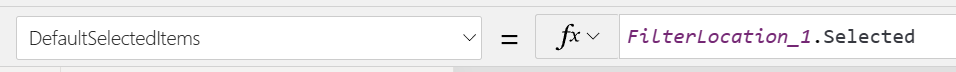 Screenshot des Ausdrucks, der den Standardwert für den Standort in der Dropdownliste festlegt
