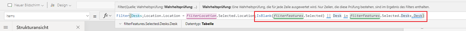 Screenshot des Bereichs zur Formelbearbeitung