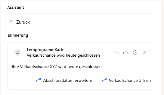 Die neue Erkenntniskarte, wie sie beim Ausführen angezeigt wird