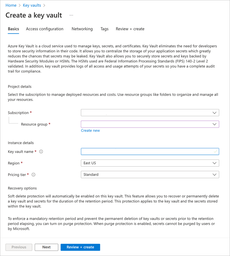 Screenshot des Bereichs „Schlüsseltresor“.