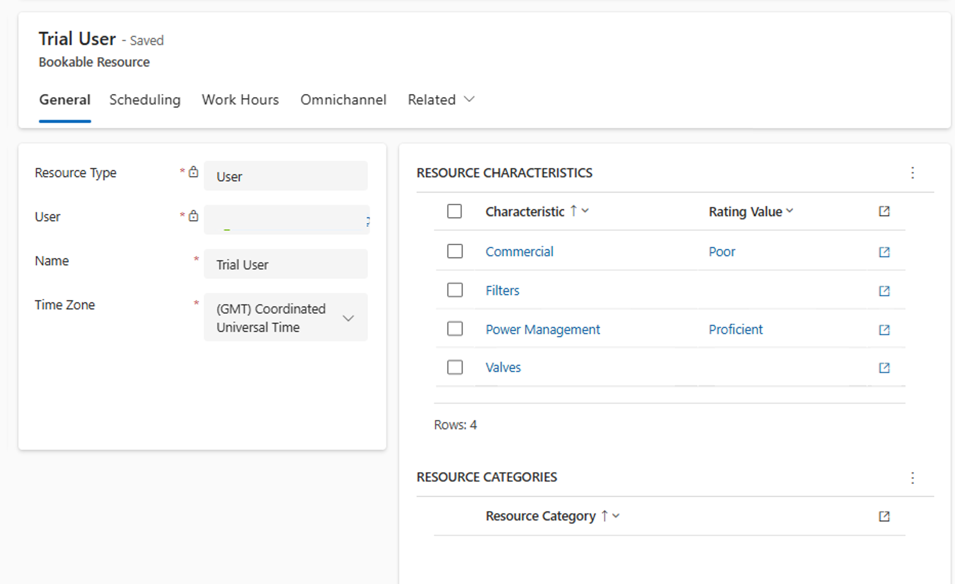 Screenshot des Formulars für buchbare Ressourcen