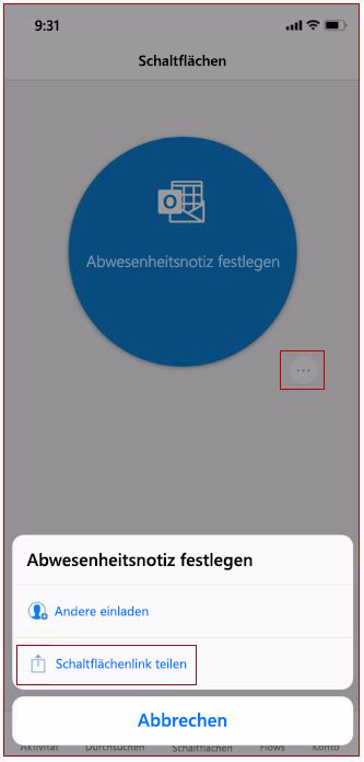 Mobiler Screenshot von „Schaltflächenlink teilen“