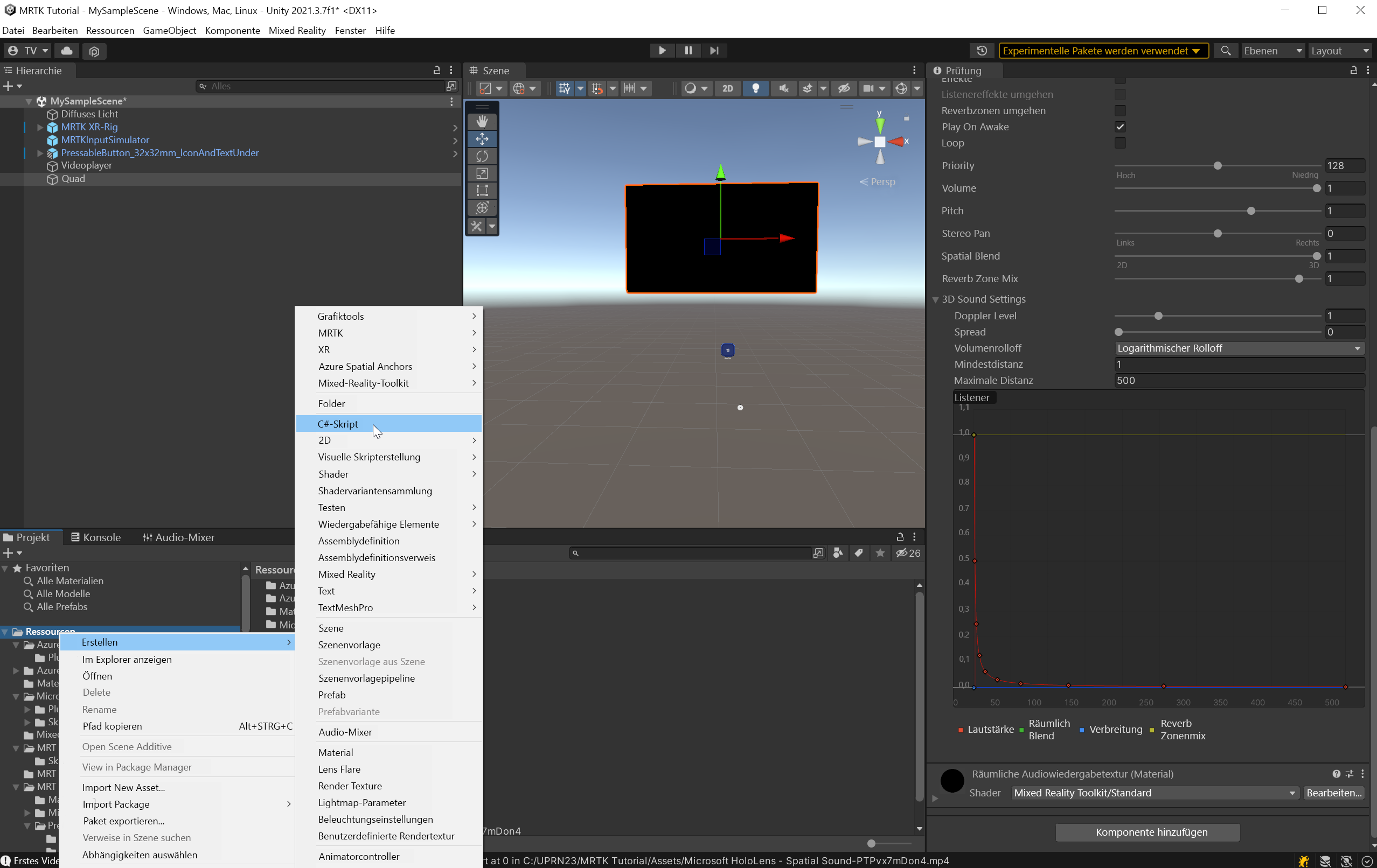 Screenshot of creating a script.