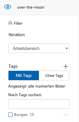 Screenshot that shows the left side of the Custom Vision portal showing the Tagged versus Untagged toggle.