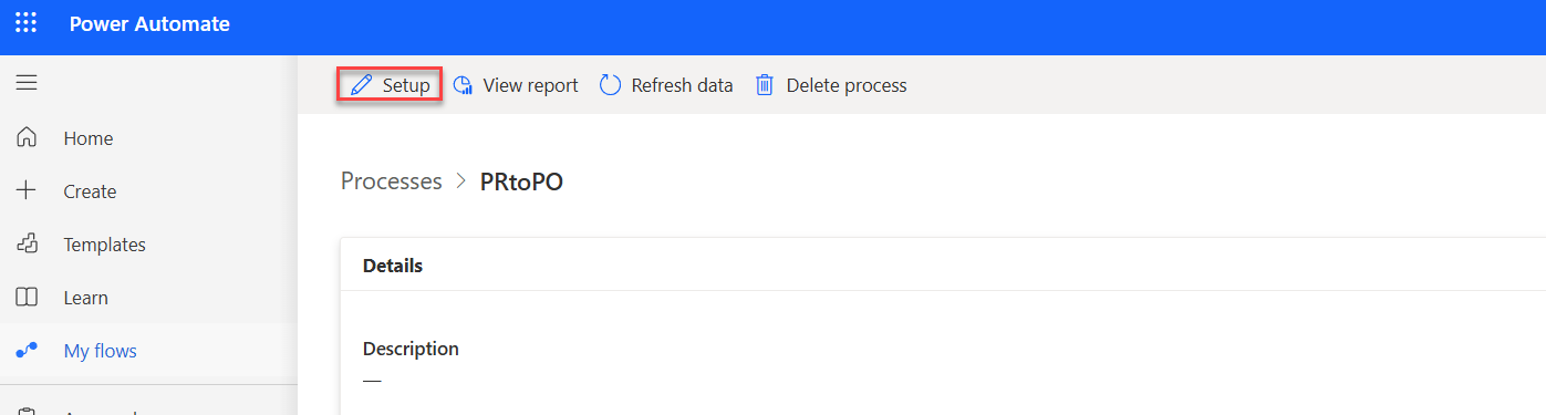 Screenshot der Option „Einrichtung“