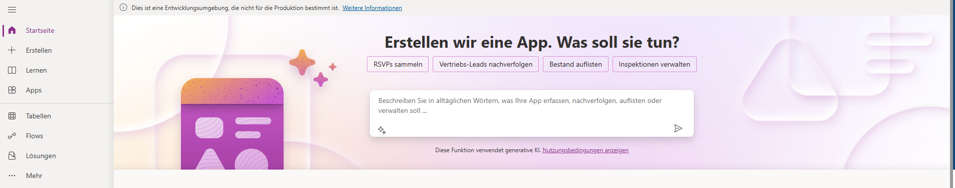 Screenshot des Copilot-Prompt auf der Startseite