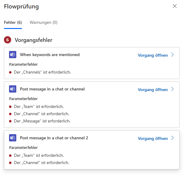 Screenshot des Bereichs Flow-Checker