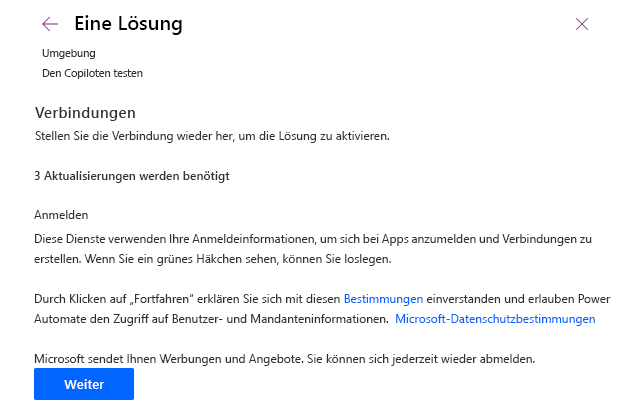 Screenshot des Dialogfeldes „Eine Lösung importieren“