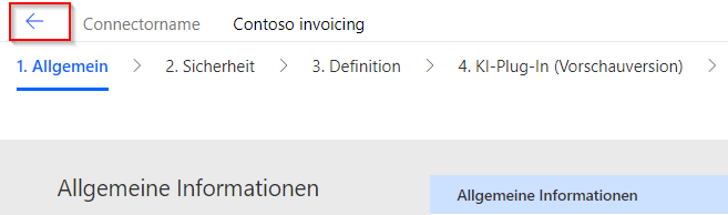 Screenshot eines Pfeils, der auf die Schaltfläche „Zurück“ verweist