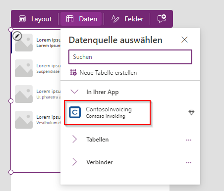 Screenshot des Dialogfelds „Daten auswählen“