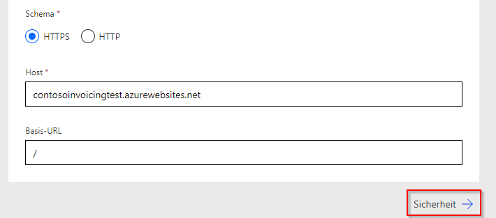 Screenshot eines Pfeils, der auf die Registerkarte „Sicherheit“ verweist