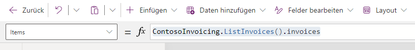 Screenshot des Werts der Galerieelemente