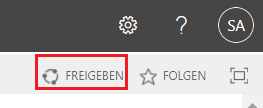 Screenshot der Schaltfläche „Teilen“ in SharePoint.