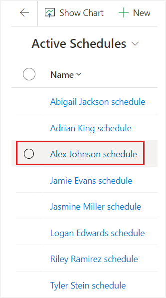 Screenshot of the Schedule option and Active Schedules view.