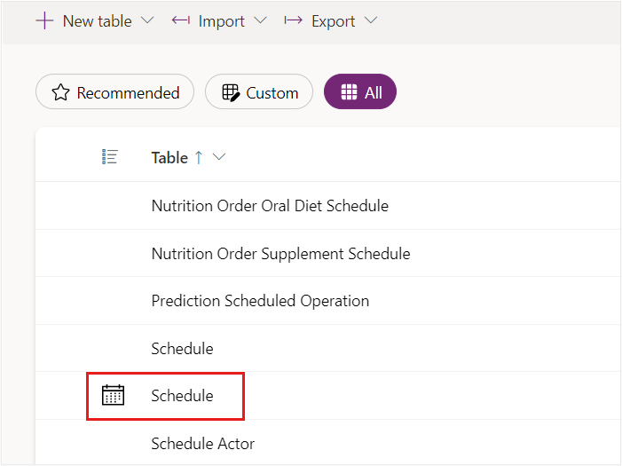 Screenshot of the schedule option selected.